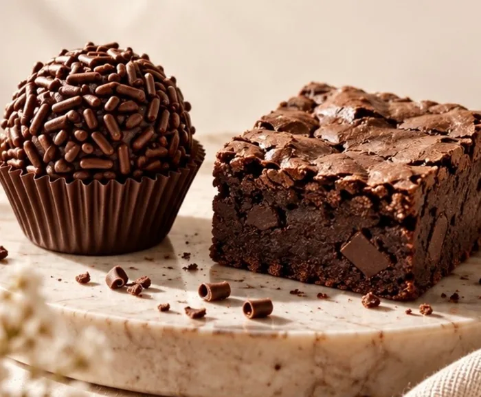 Brigadeiro gourmet e brownie artesanal